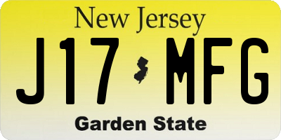 NJ license plate J17MFG