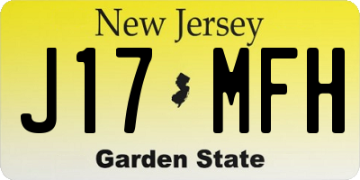 NJ license plate J17MFH