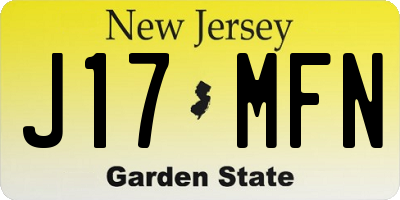 NJ license plate J17MFN