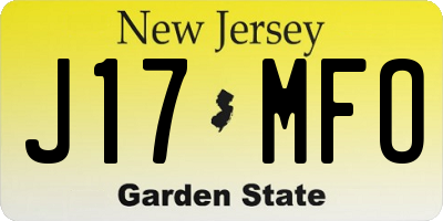 NJ license plate J17MFO