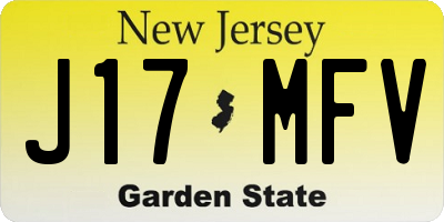 NJ license plate J17MFV