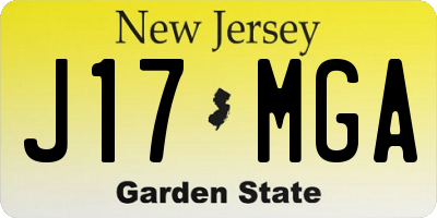 NJ license plate J17MGA
