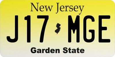 NJ license plate J17MGE