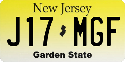 NJ license plate J17MGF