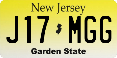 NJ license plate J17MGG