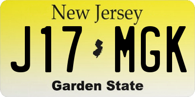 NJ license plate J17MGK
