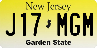 NJ license plate J17MGM