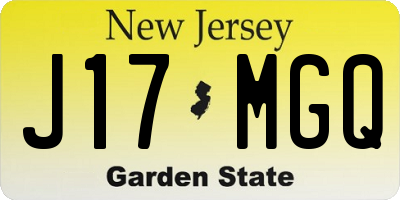 NJ license plate J17MGQ