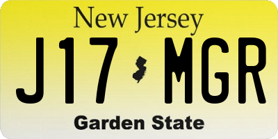 NJ license plate J17MGR