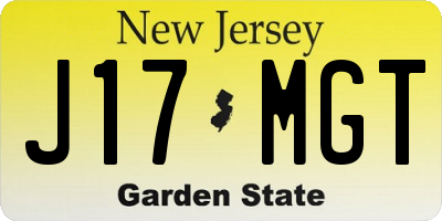 NJ license plate J17MGT
