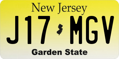 NJ license plate J17MGV