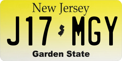 NJ license plate J17MGY