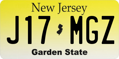 NJ license plate J17MGZ