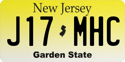 NJ license plate J17MHC
