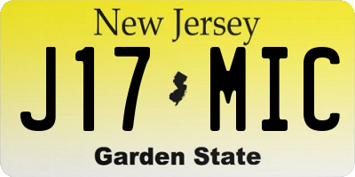 NJ license plate J17MIC