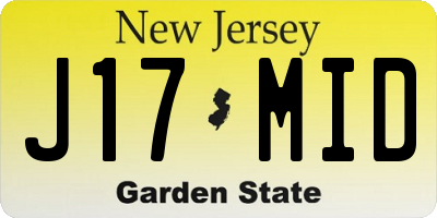 NJ license plate J17MID