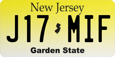 NJ license plate J17MIF