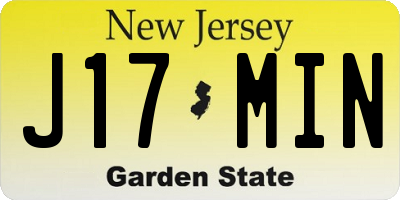 NJ license plate J17MIN