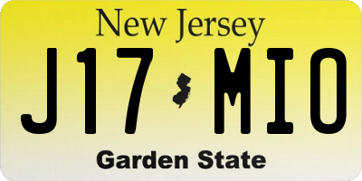 NJ license plate J17MIO