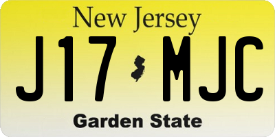 NJ license plate J17MJC