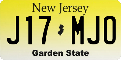 NJ license plate J17MJO