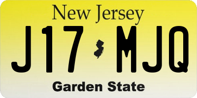 NJ license plate J17MJQ