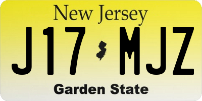 NJ license plate J17MJZ