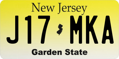 NJ license plate J17MKA