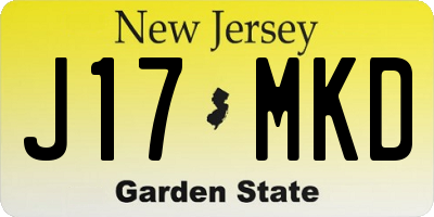 NJ license plate J17MKD