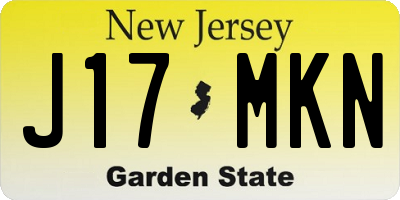 NJ license plate J17MKN