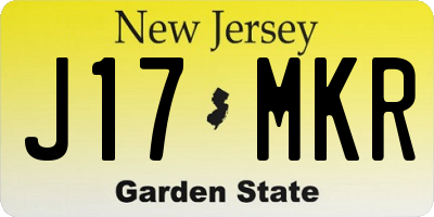 NJ license plate J17MKR