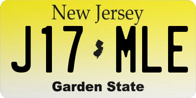 NJ license plate J17MLE
