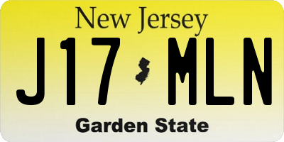 NJ license plate J17MLN