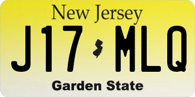 NJ license plate J17MLQ