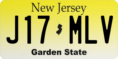 NJ license plate J17MLV
