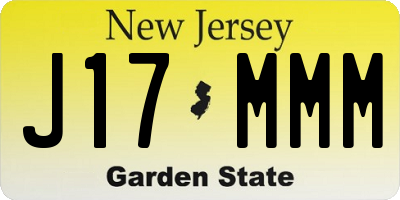 NJ license plate J17MMM