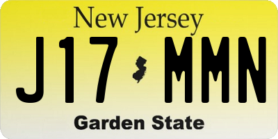 NJ license plate J17MMN