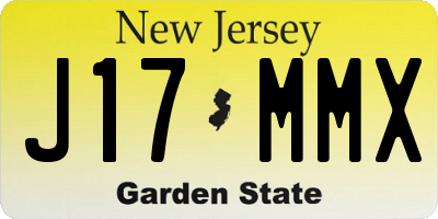 NJ license plate J17MMX