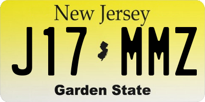 NJ license plate J17MMZ