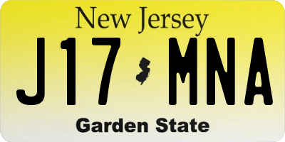 NJ license plate J17MNA