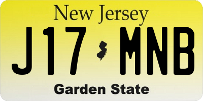 NJ license plate J17MNB
