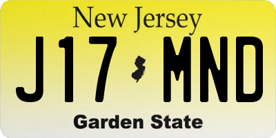 NJ license plate J17MND