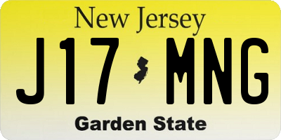 NJ license plate J17MNG