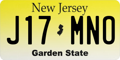 NJ license plate J17MNO