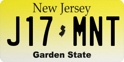 NJ license plate J17MNT