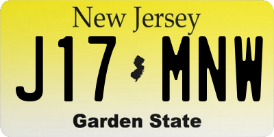 NJ license plate J17MNW