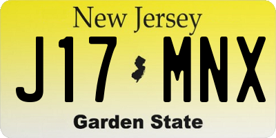 NJ license plate J17MNX