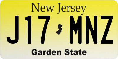 NJ license plate J17MNZ