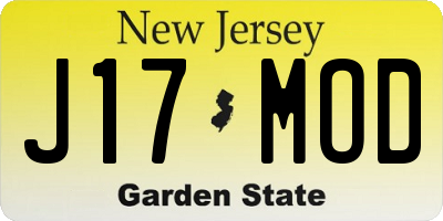 NJ license plate J17MOD