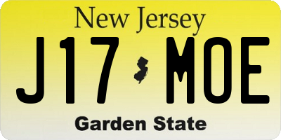 NJ license plate J17MOE